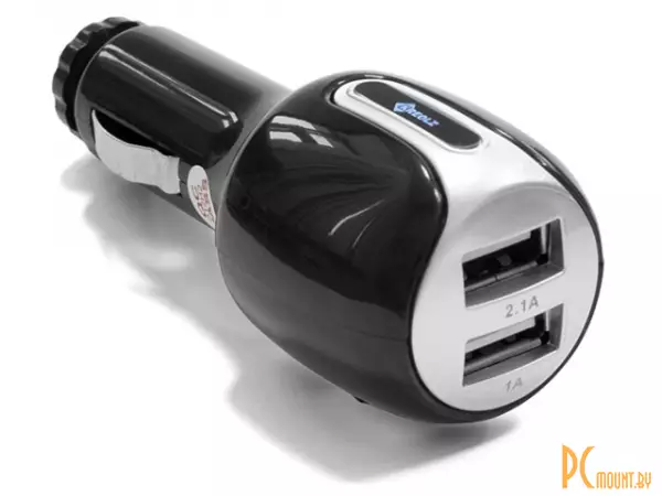 Автомобильное зарядное устройство USB Kreolz CAU-420, 1*2100, 1*1000 mAh, DC 5V, серебристо-черный
